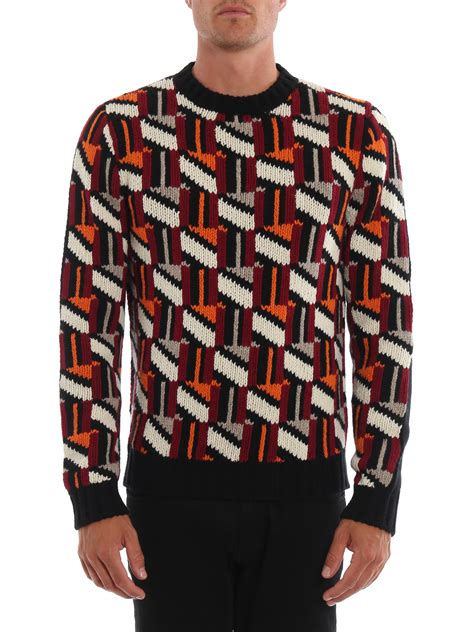 prada geometric sweater|More.